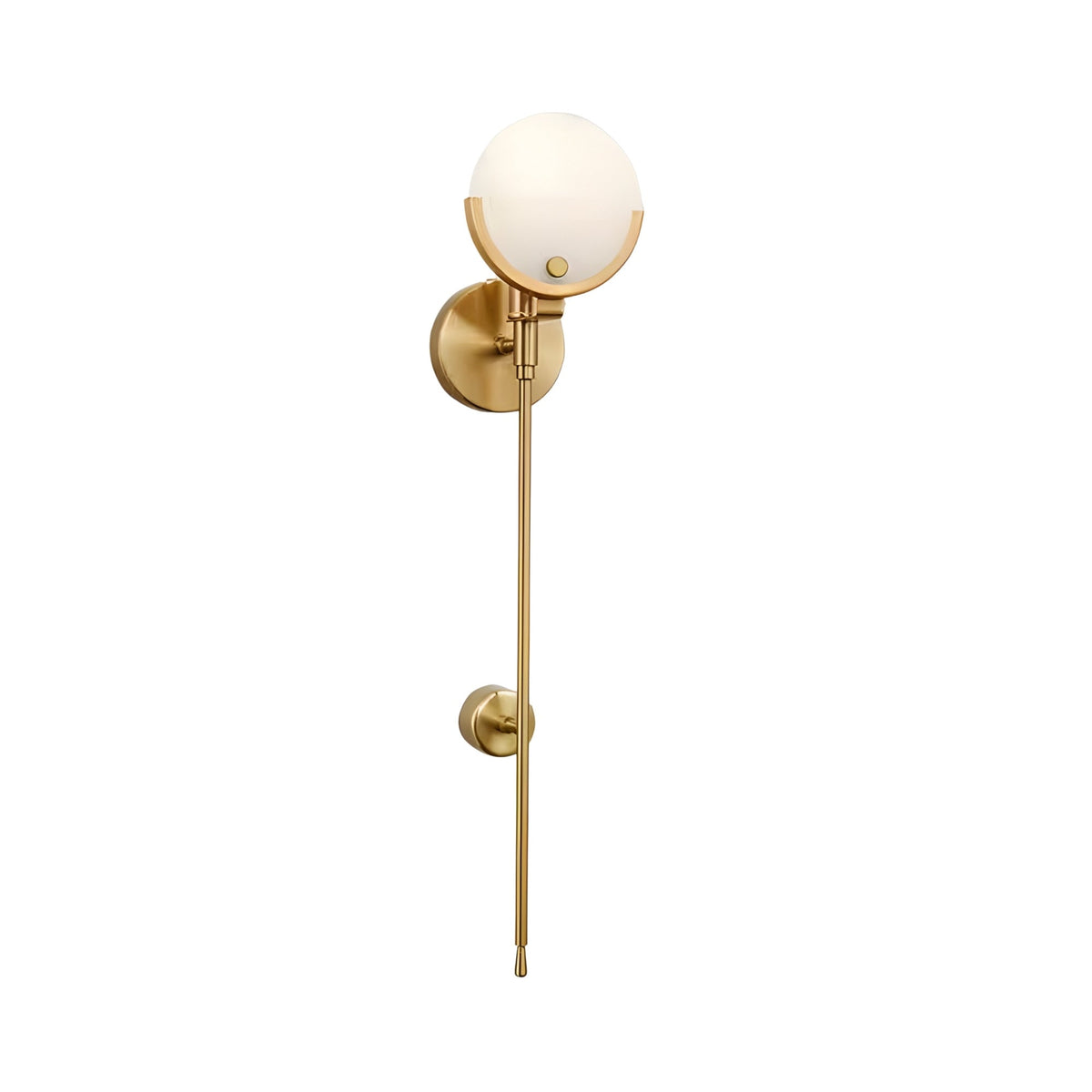 Solara 1 Light Sphere Stem Alabaster Wall Light - Brushed Brass