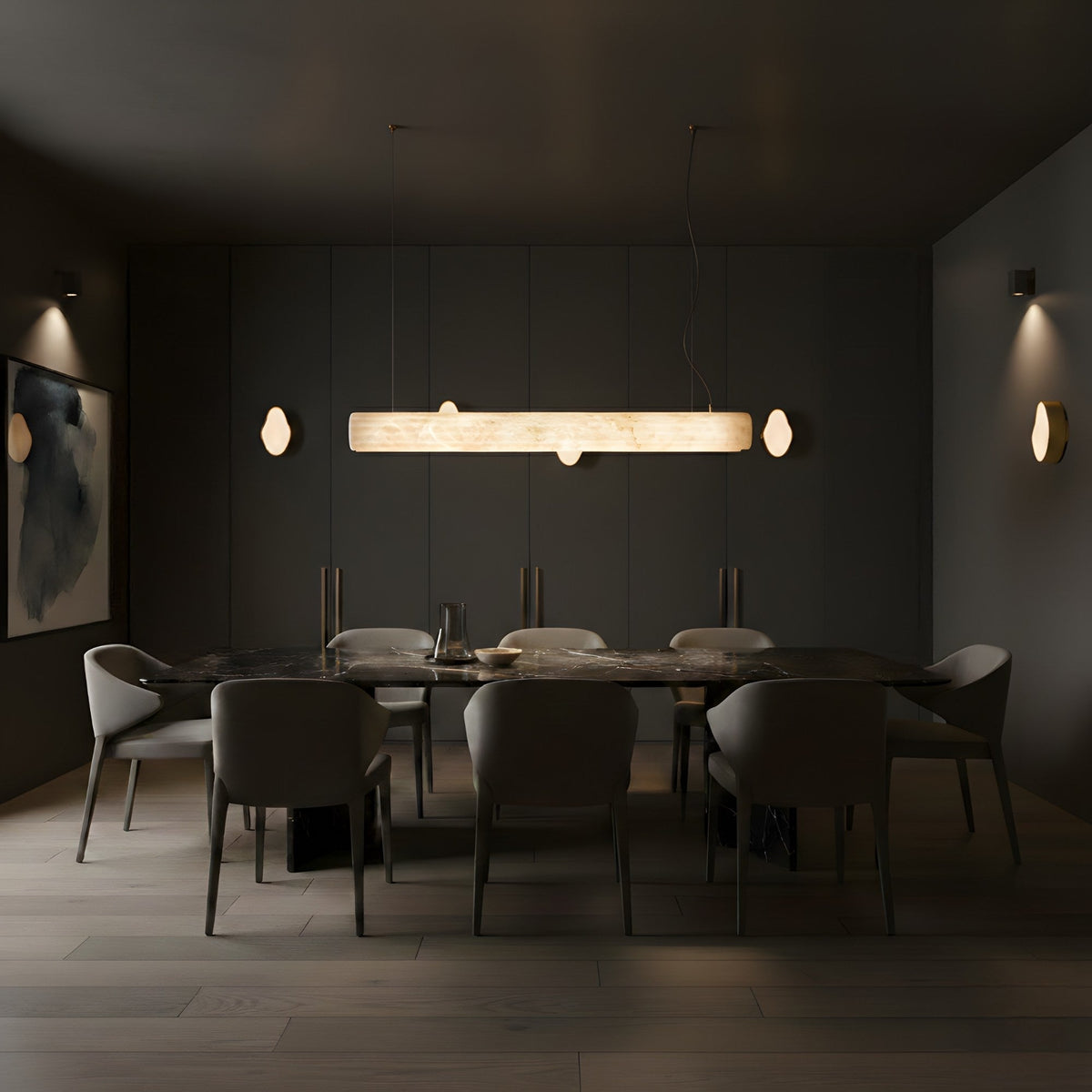 Zenvia LED Alabaster Linear Chandelier - Soft White