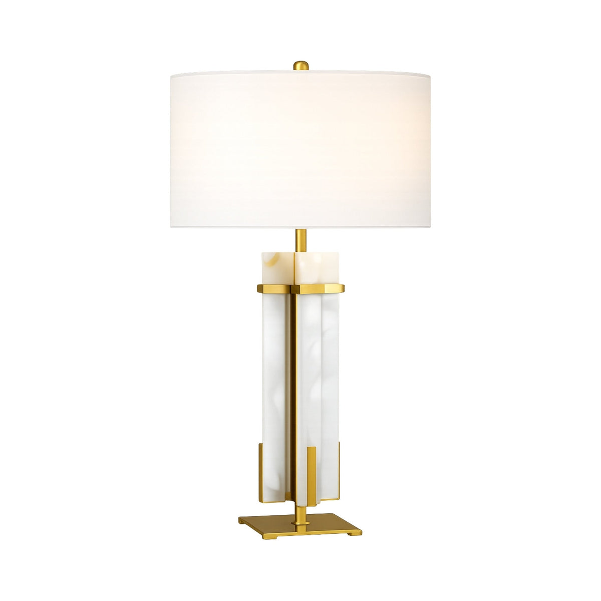 Orinth Framed Alabaster Column Table Lamp - Brass & Soft White