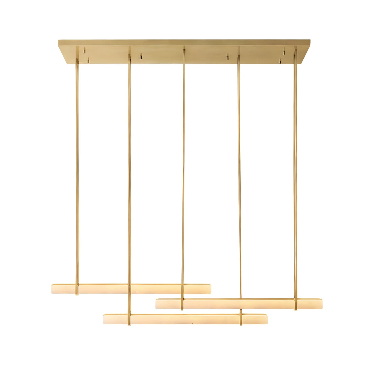 Selvara 3 Light Horizontal Alabaster Linear Chandelier - Brushed Brass