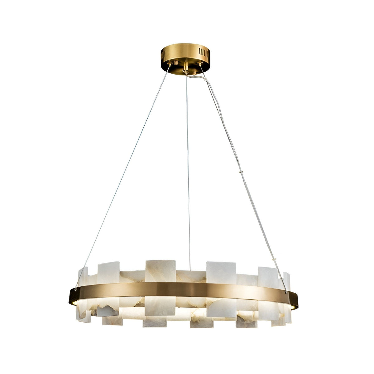 Montyra LED Large Panelled Alabaster Chandelier - Brushed Brass