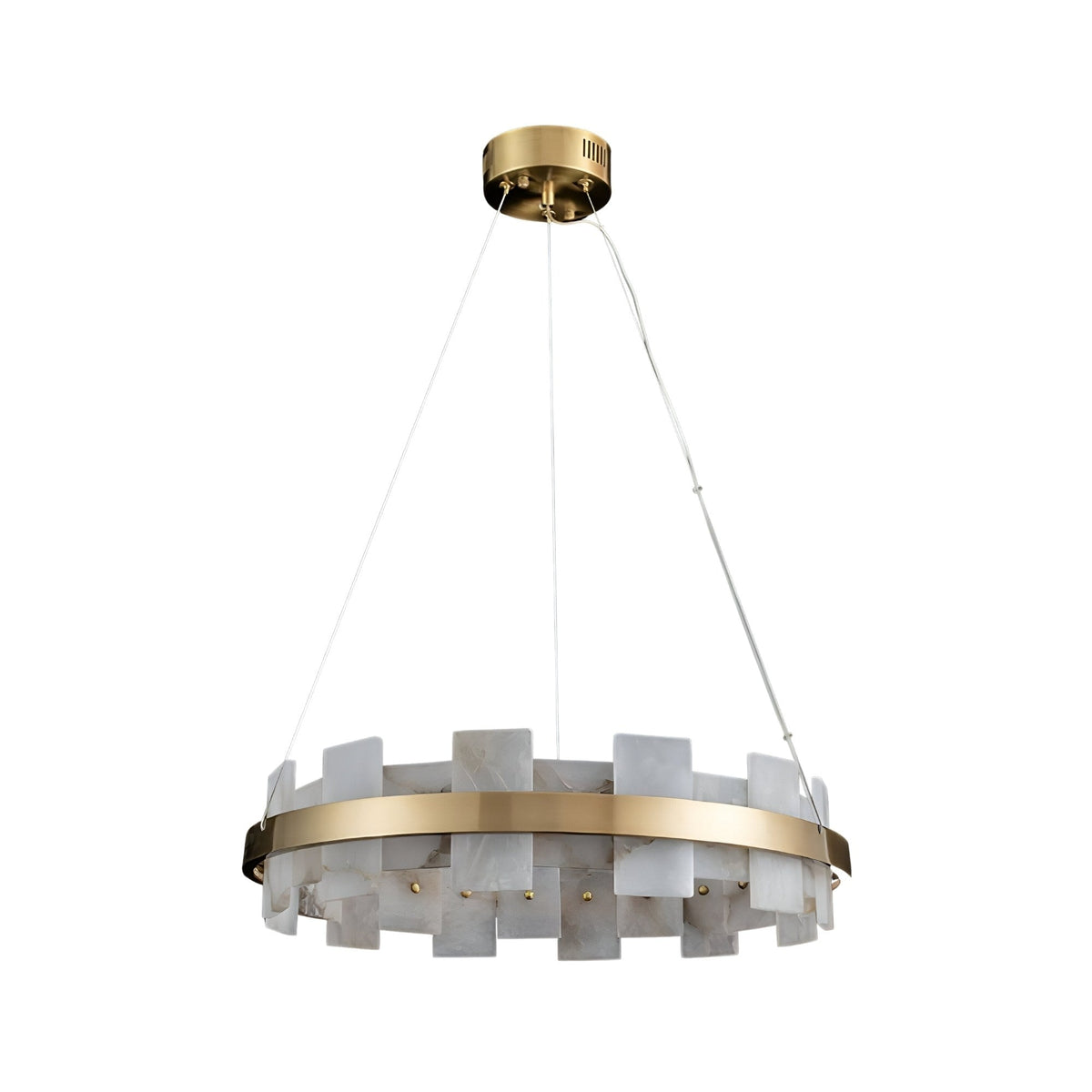 Montyra LED Large Panelled Alabaster Chandelier - Brushed Brass