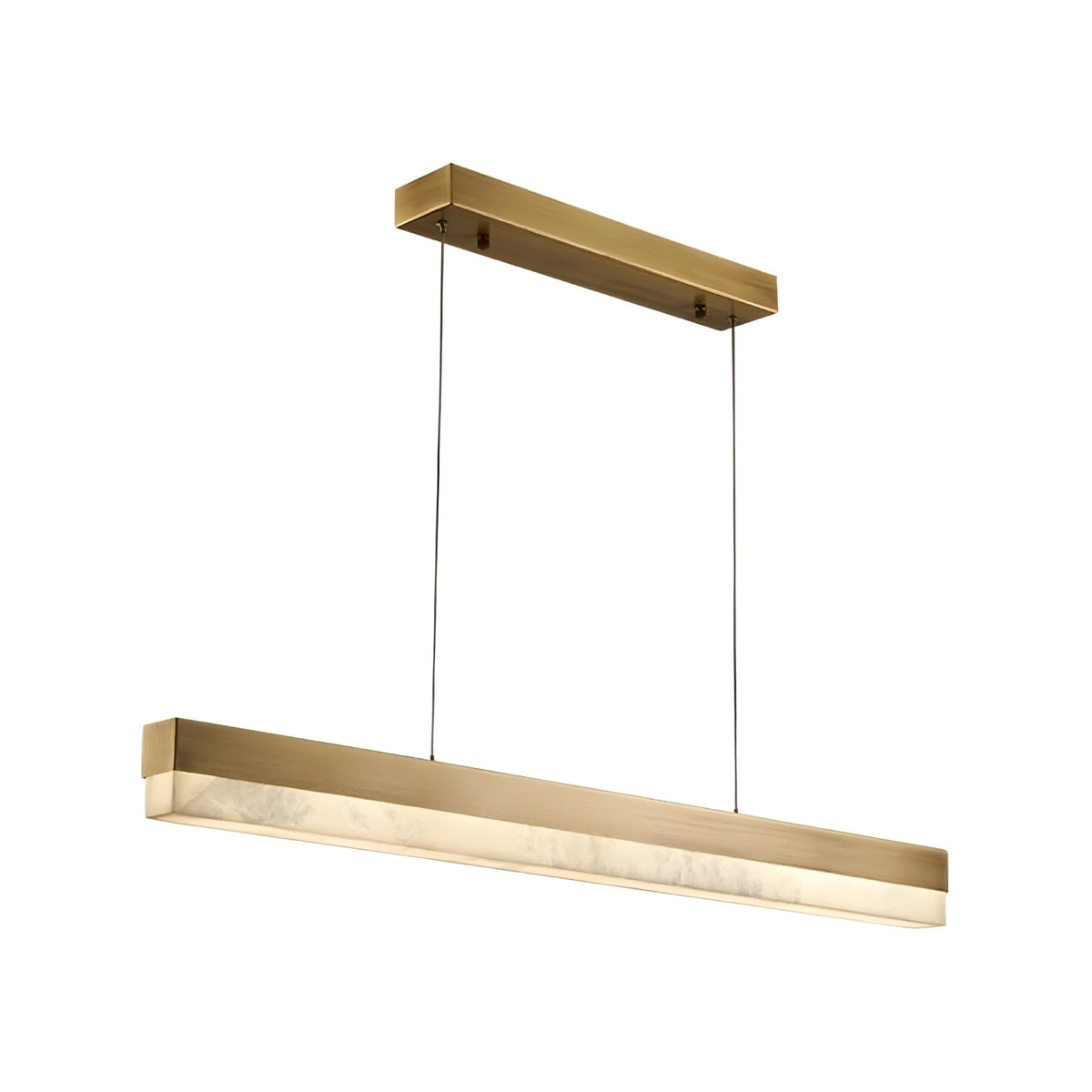 Linea LED Small Alabaster Linear Chandelier - Brushed Brass