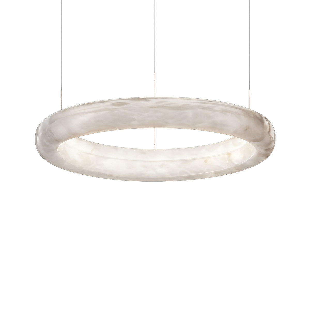Aurexis 800mm Floating Ring Alabaster LED Chandelier - Soft White