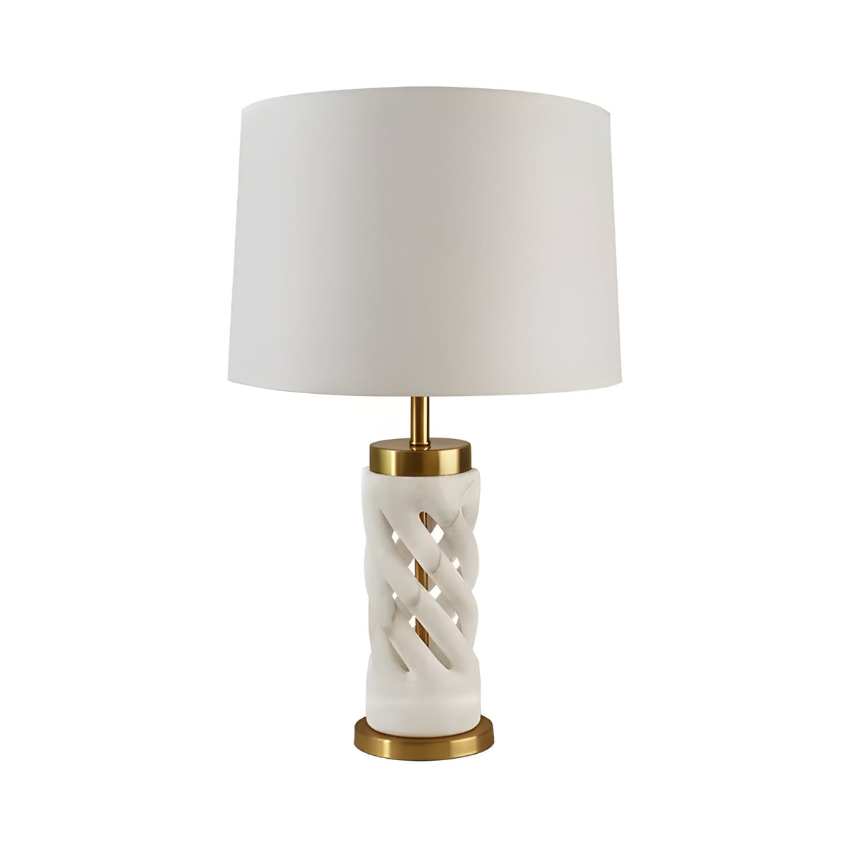 Iverne 1 Light Twisted Carved Alabaster Table Lamp - Brass & Soft White