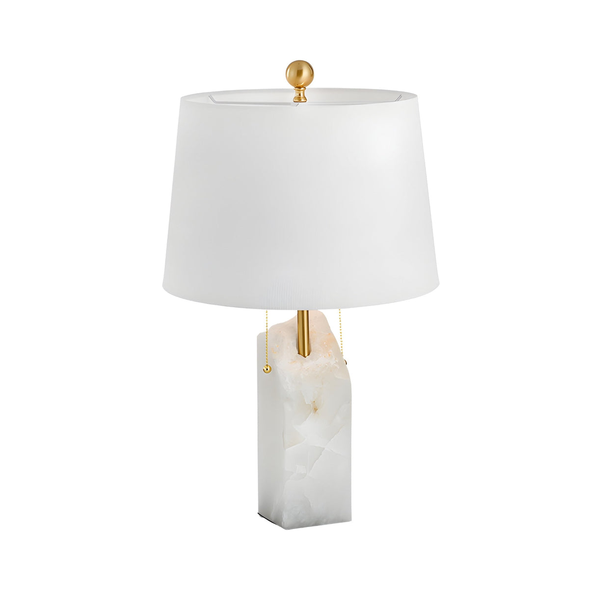 Seravyn Alabaster Table Lamp - Brass & White Shade