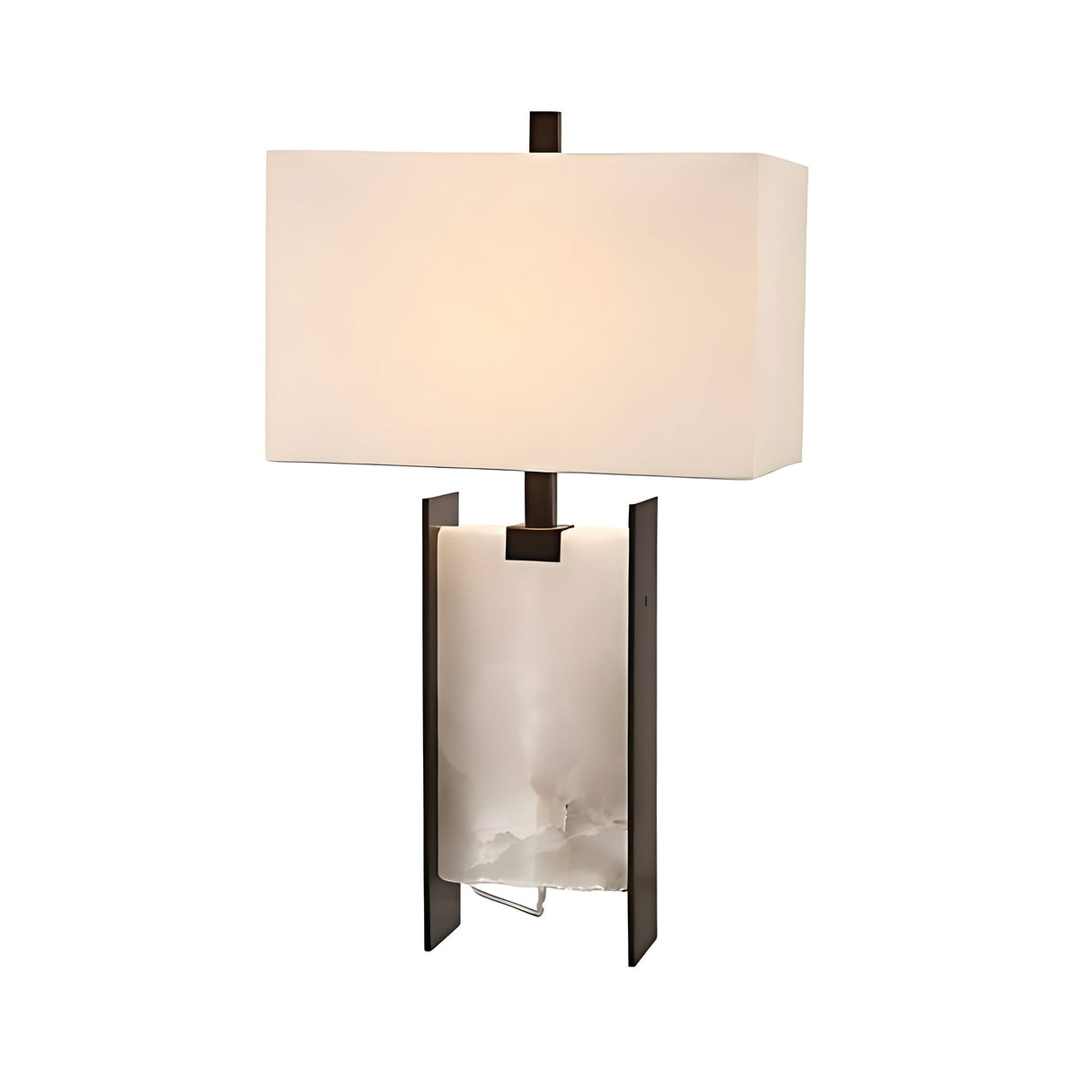Valcera Alabaster Table Lamp - Black Frame & White Shade