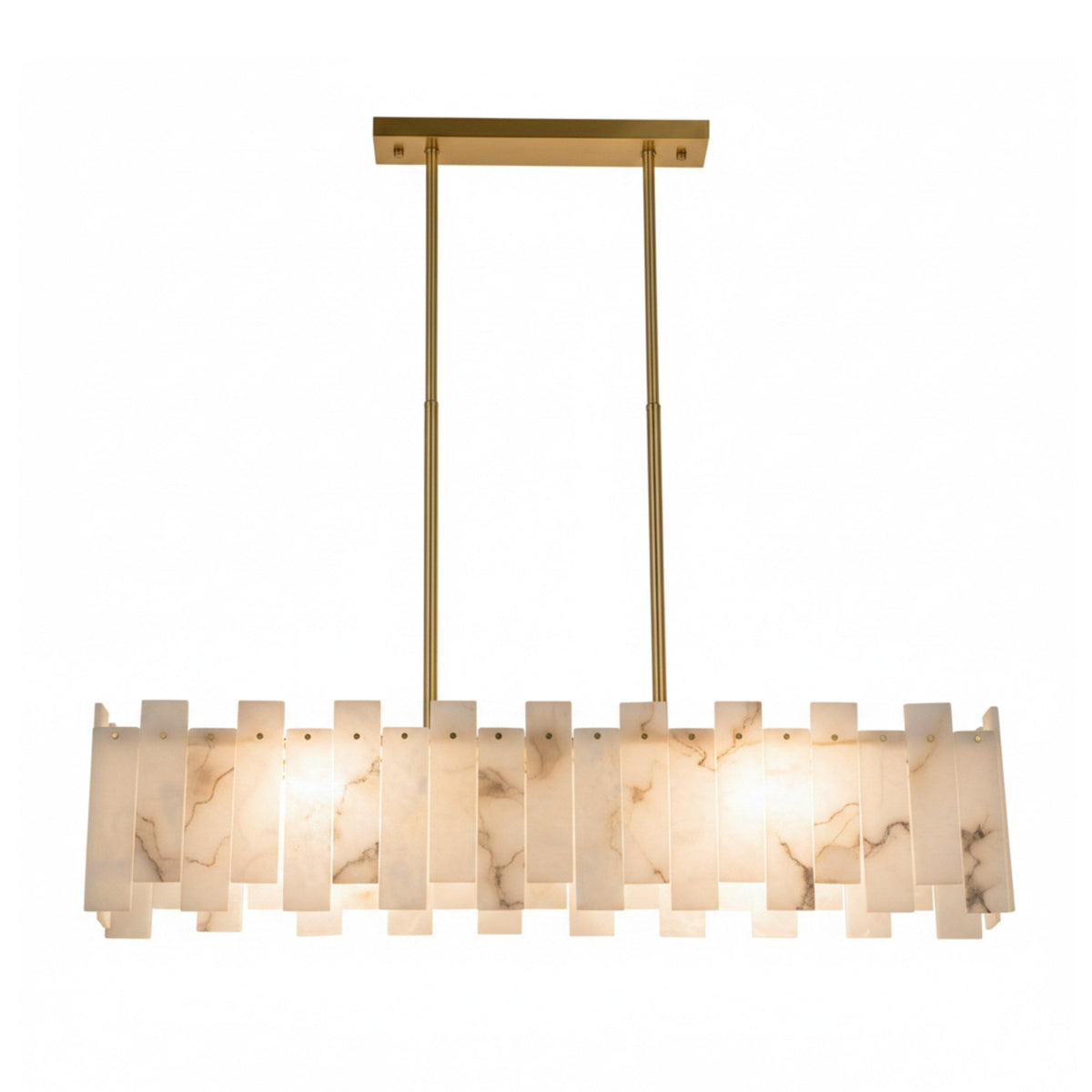 Zarelli 8 Light Interlocking Alabaster Linear Chandelier - Brass
