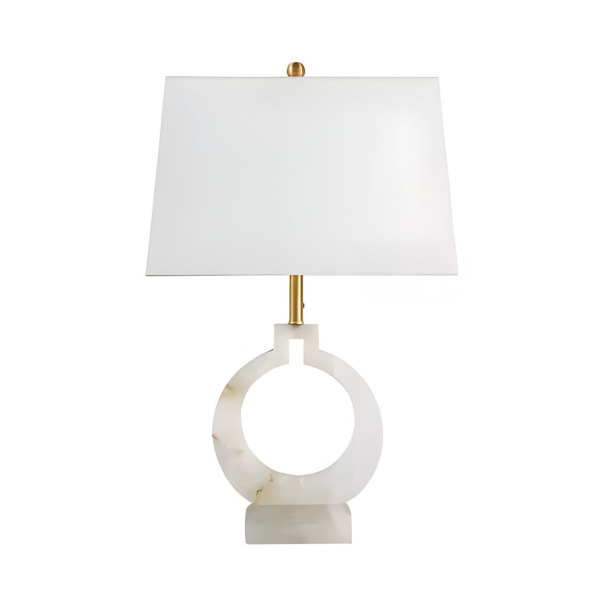 Ardella 1 Light Circular Alabaster Table Lamp - Brass & Soft White