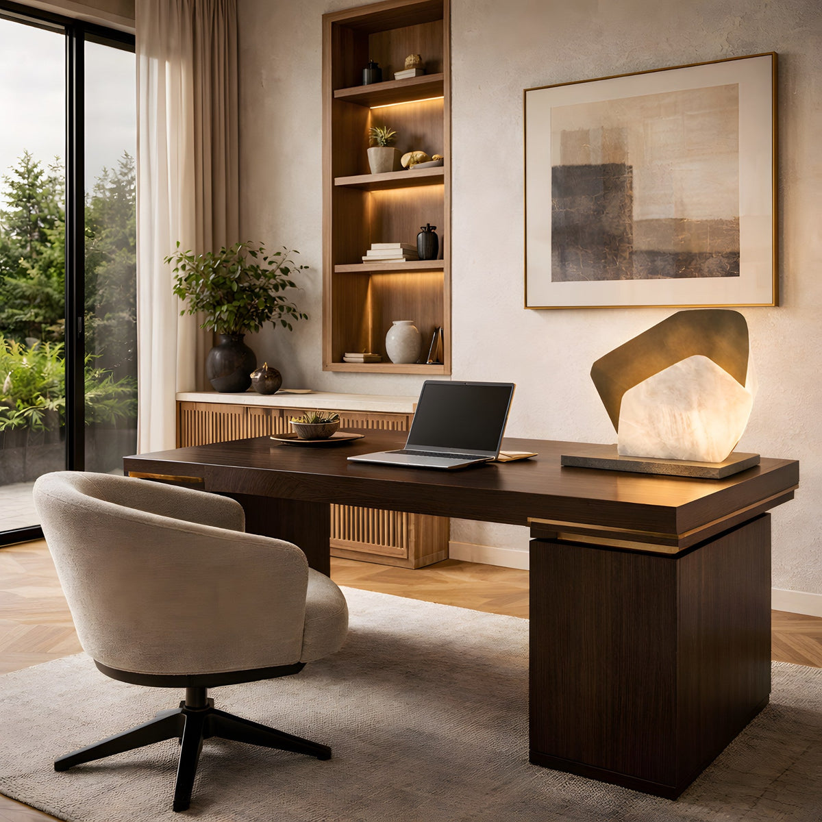 Caelis LED Alabaster Cluster Table Lamp - Brushed Brass