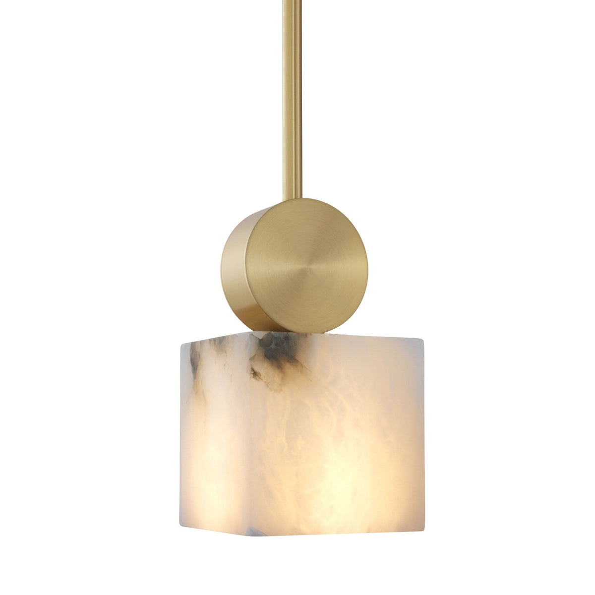 Serano Small Alabaster Pillar Pendant Light - Brass