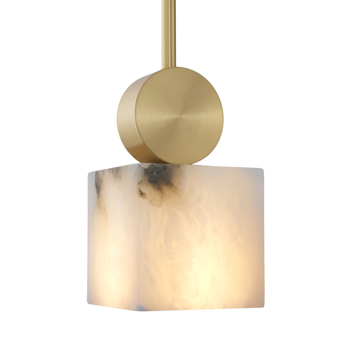Serano 1 Light Medium Pillar Alabaster Pendant - Brass