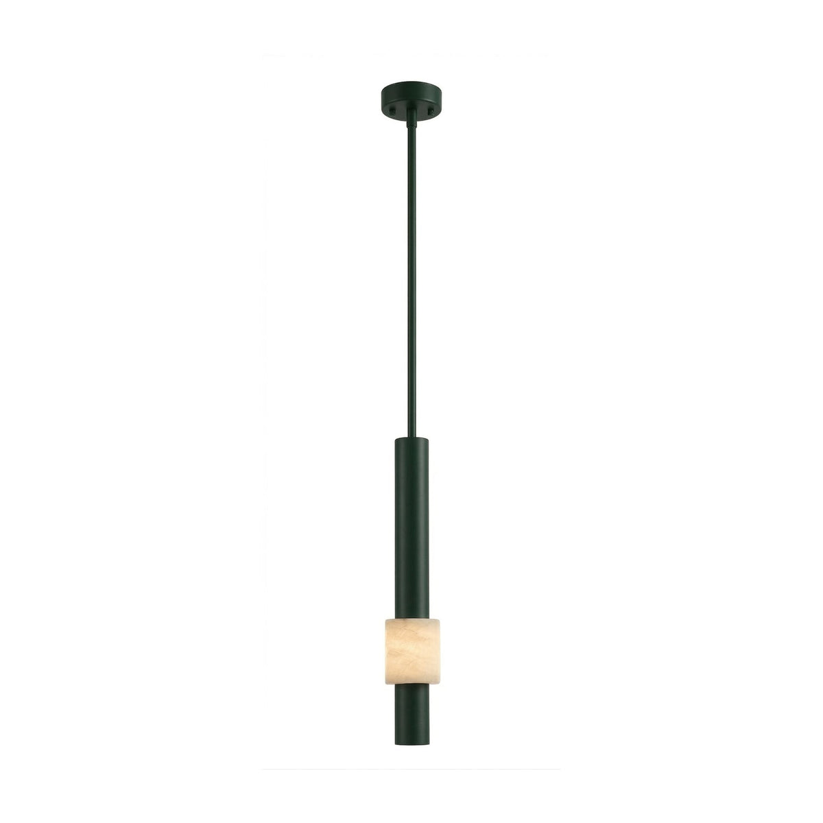 Solenne LED Alabaster Pendant Light - Dark Green & Polished Black