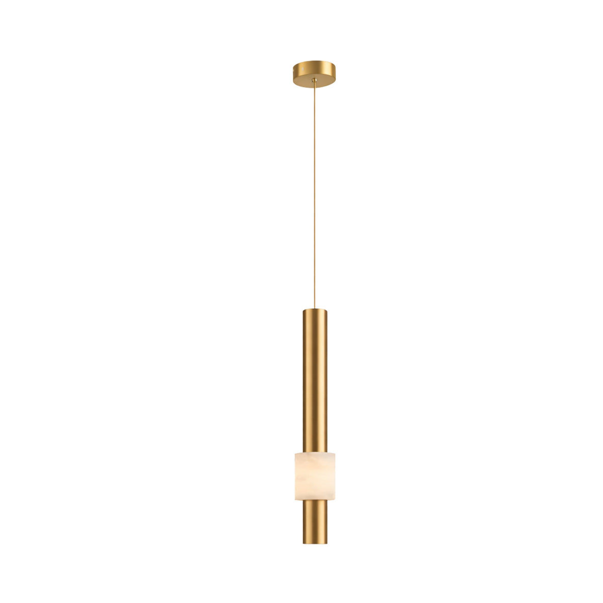 Solenne LED Alabaster Single Pendant Light - Brushed Brass