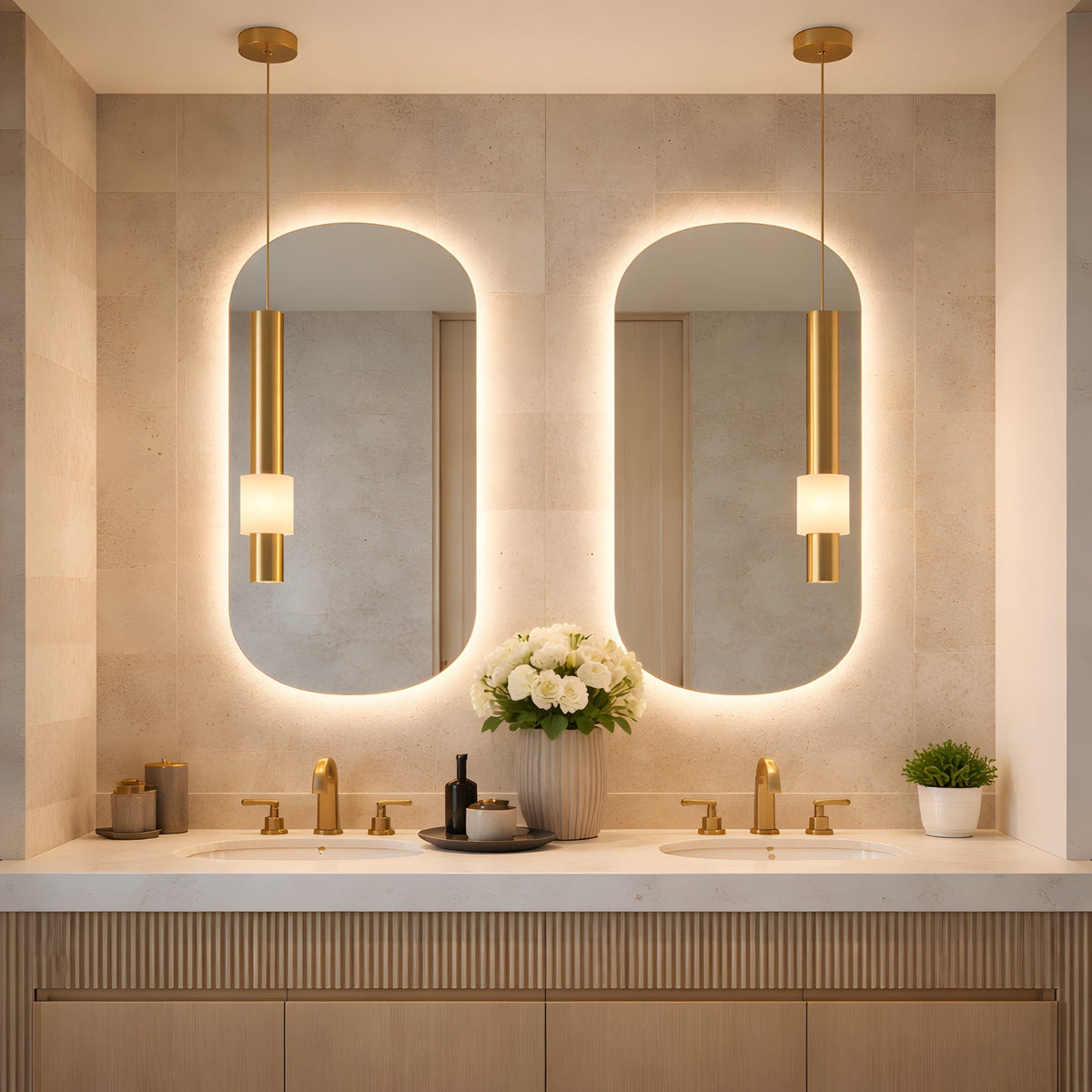 Solenne LED Alabaster Single Pendant Light - Brushed Brass