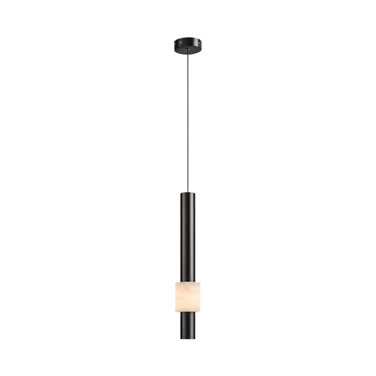 Solenne LED Alabaster Pendant Light - Polished Black & Alabaster