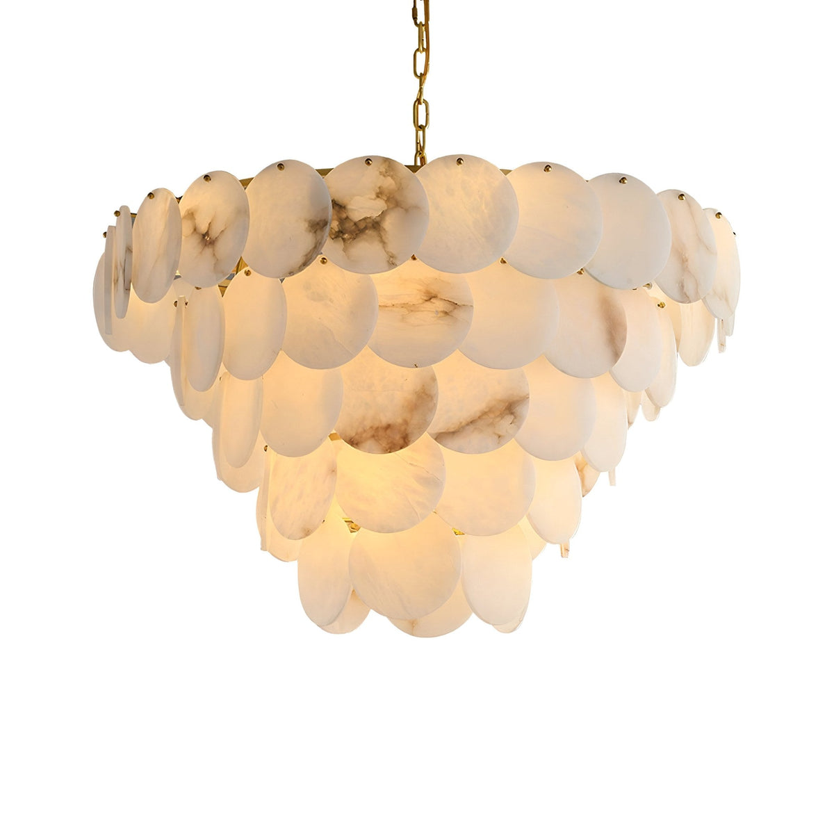 Solyra 21 Light 5 Tier Petal Alabaster Chandelier - Soft White