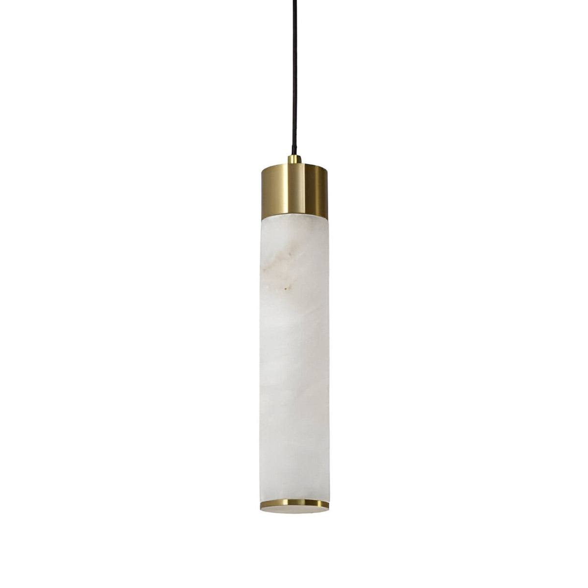 Norex LED Alabaster Tube Pendant Light - Brushed Brass