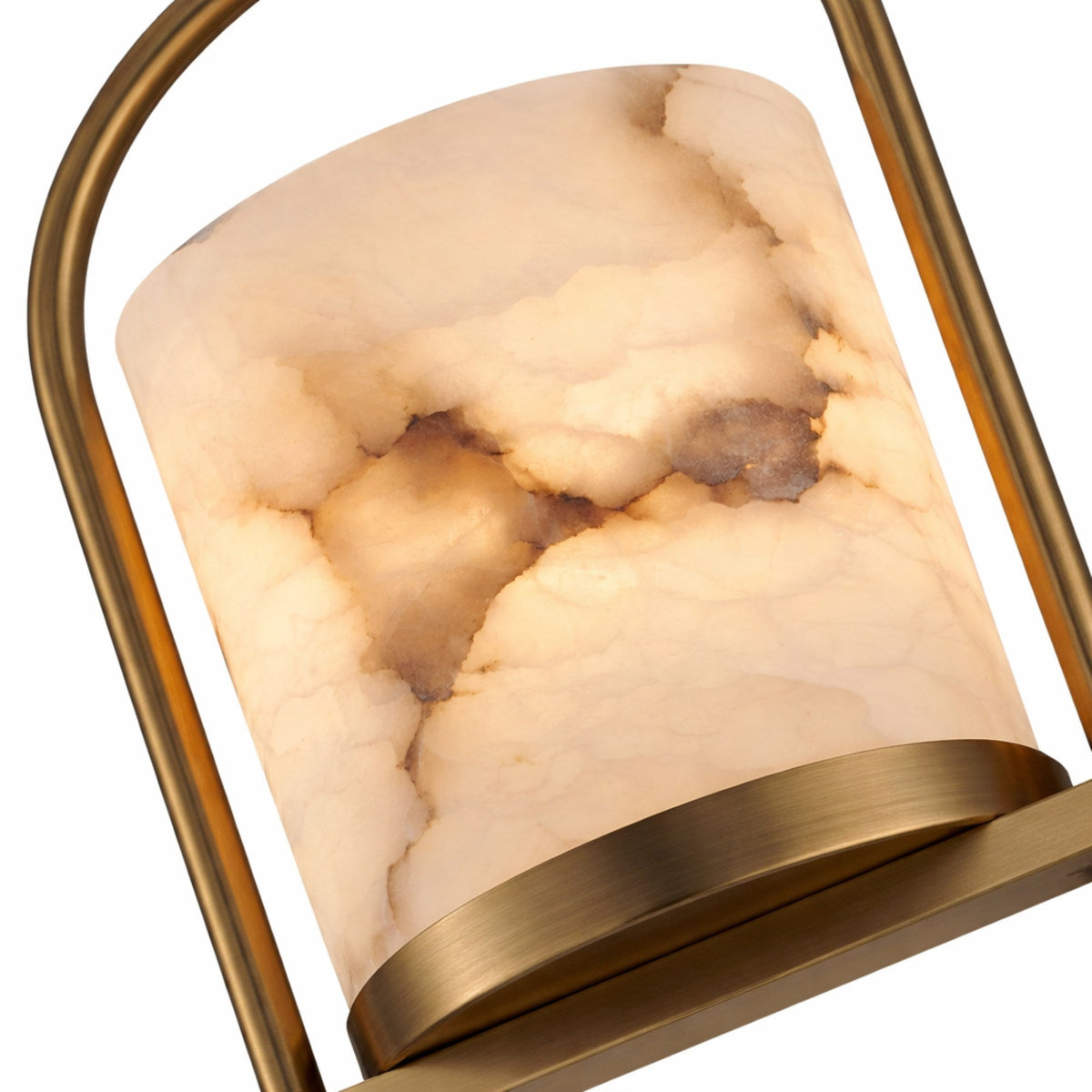 Halorin 1 Light Framed Alabaster Pendant Light - Brushed Brass