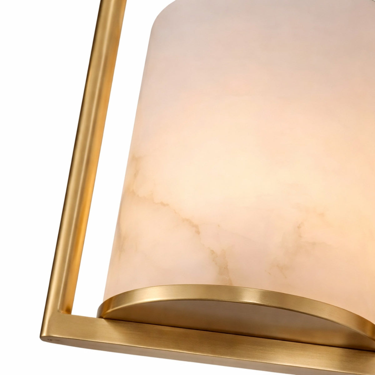 Halorin 1 Light Framed Alabaster Pendant Light - Brushed Brass