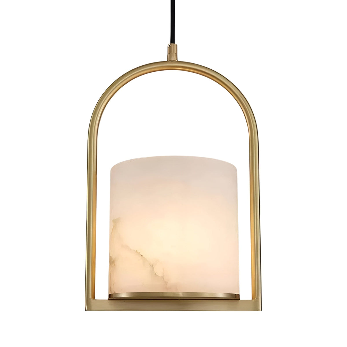 Halorin 1 Light Framed Alabaster Pendant Light - Brushed Brass