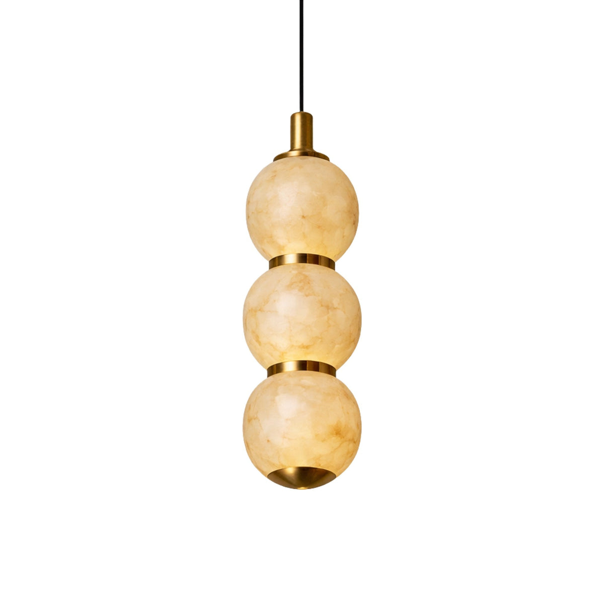 Lumina 3 Light Orb Alabaster Chandelier - Soft White & Brass
