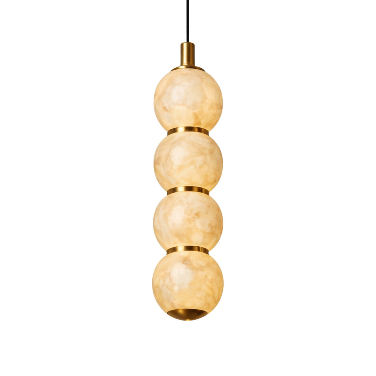 Lumina 4 Light Orb Alabaster Chandelier - Soft White & Brass