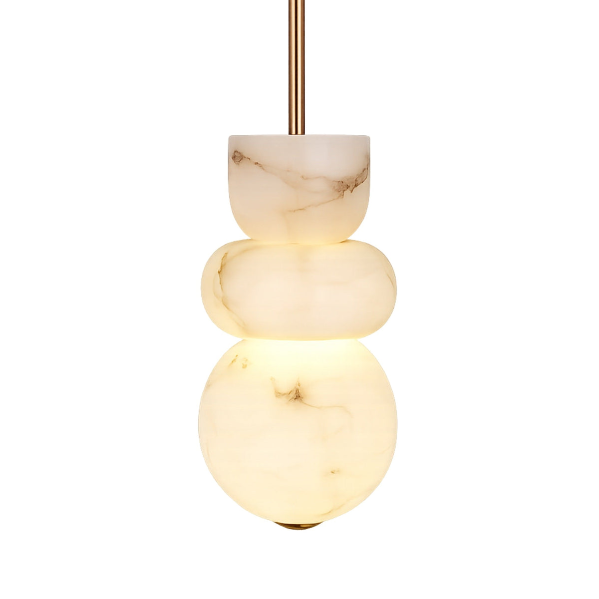Morvex Small Stacked Alabaster Pendant Light - Brushed Brass