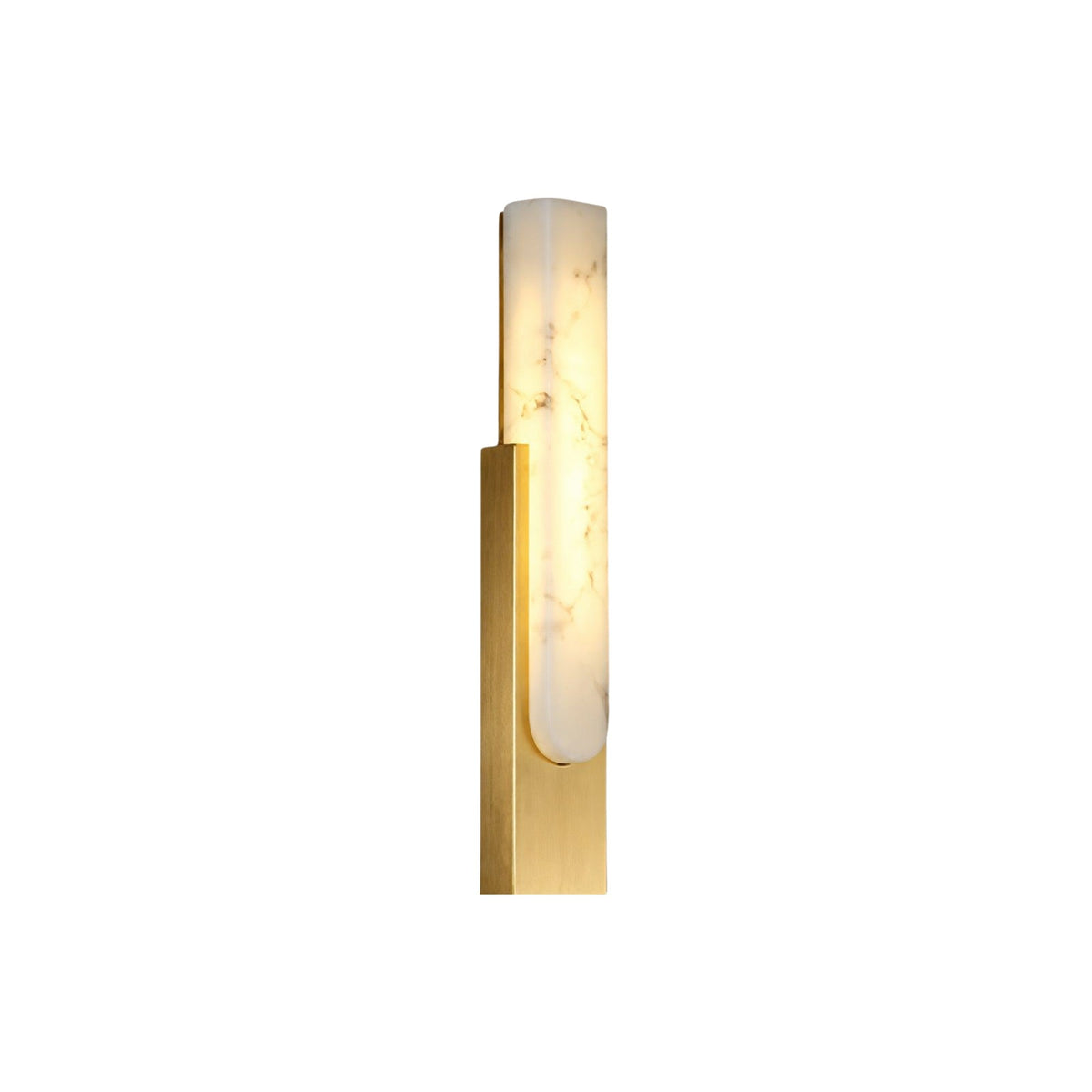 Nerava LED Slim Alabaster Wall Light 350mm - Brushed Brass