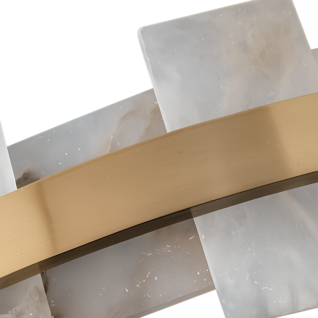 Montyra LED Panelled Alabaster Chandelier 600mm - Brushed Brass