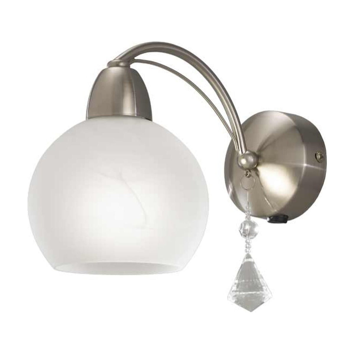 Thea Satin Nickel Crystal Glass Wall Light