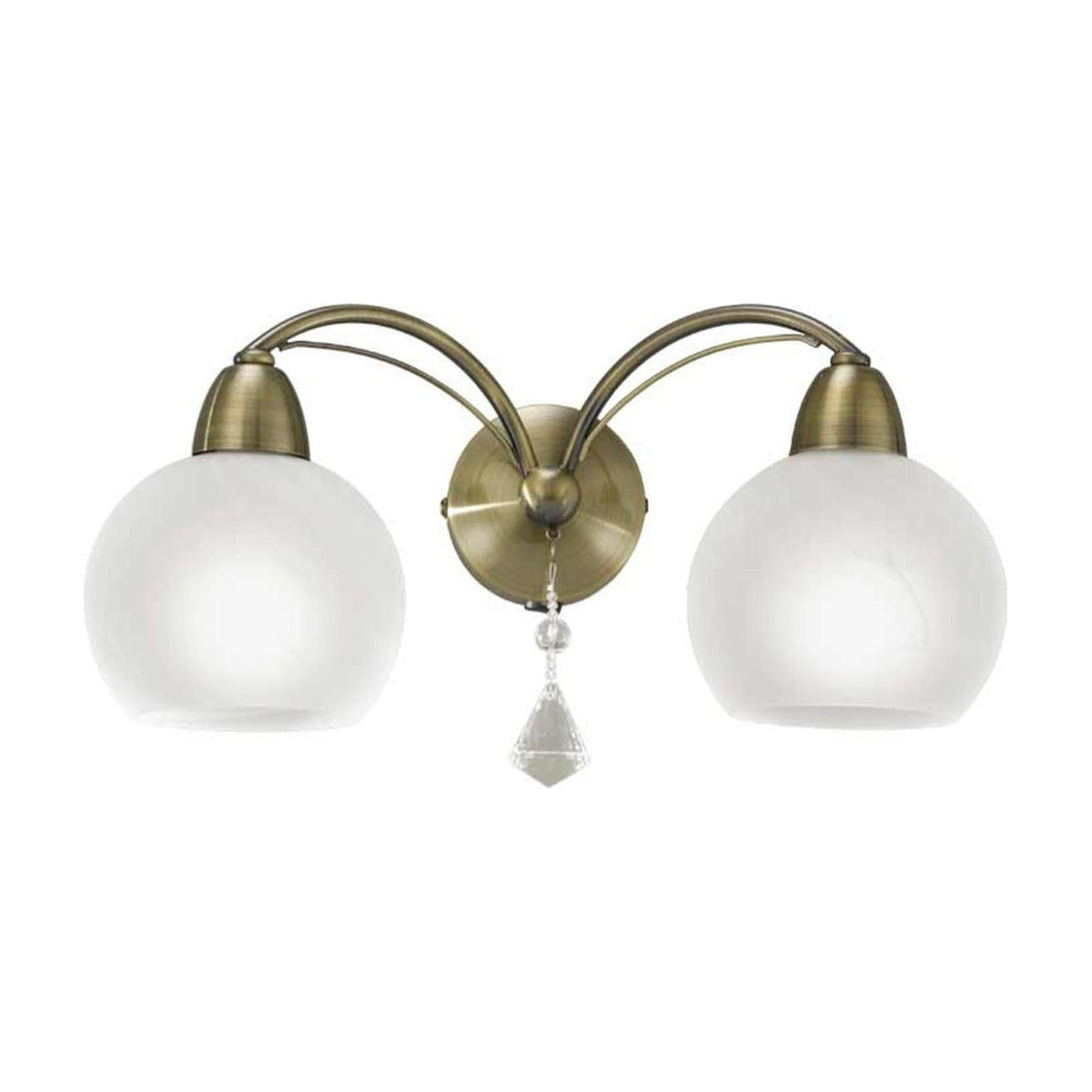 Thea Bronze Crystal Glass 2 Light Wall Light