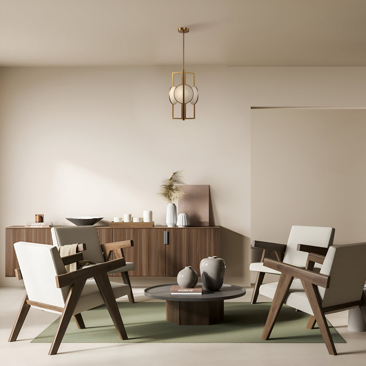 Marmo 3 Light Pendant Chandelier - Gold with Alabaster Discs