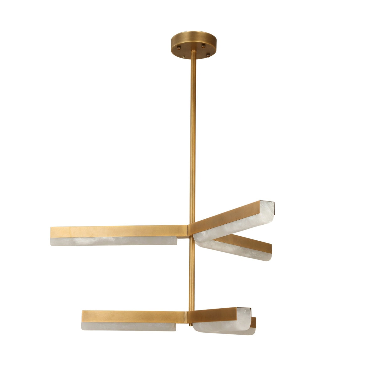 Elvaris LED 2 Tier Radial Alabaster Chandelier - Brushed Brass