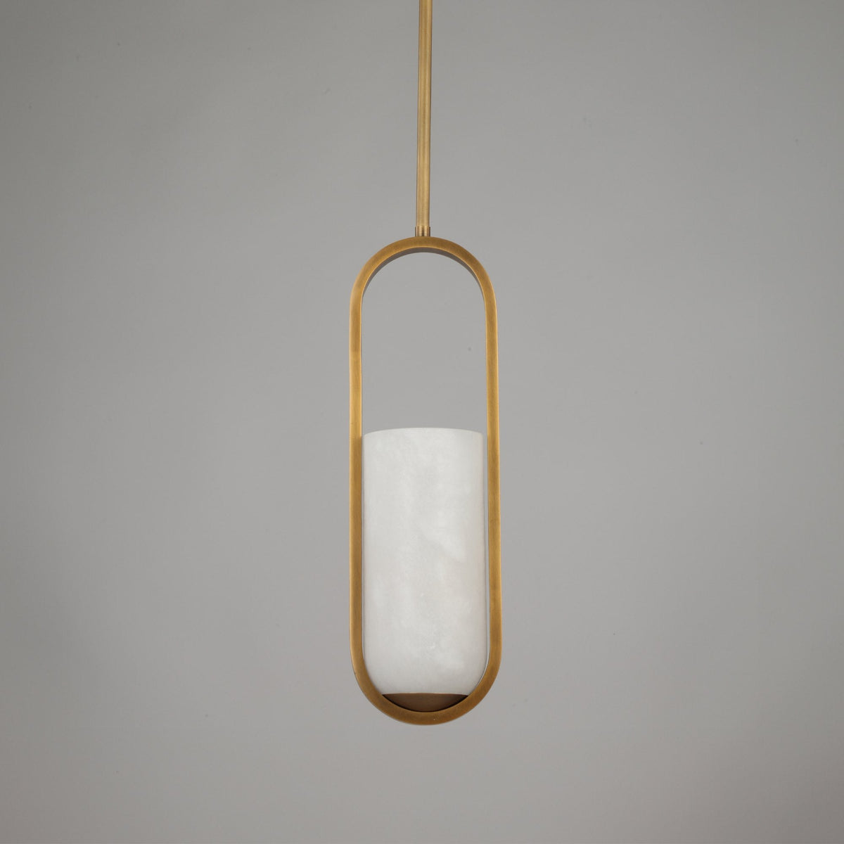 Eliona Capsule Alabaster Pendant Light - Brushed Brass