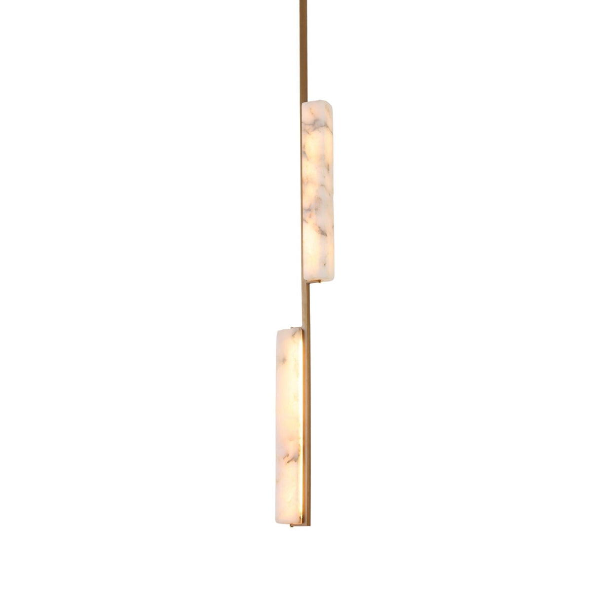Selvara LED Vertical Duo Alabaster Pendant Light - Brushed Brass