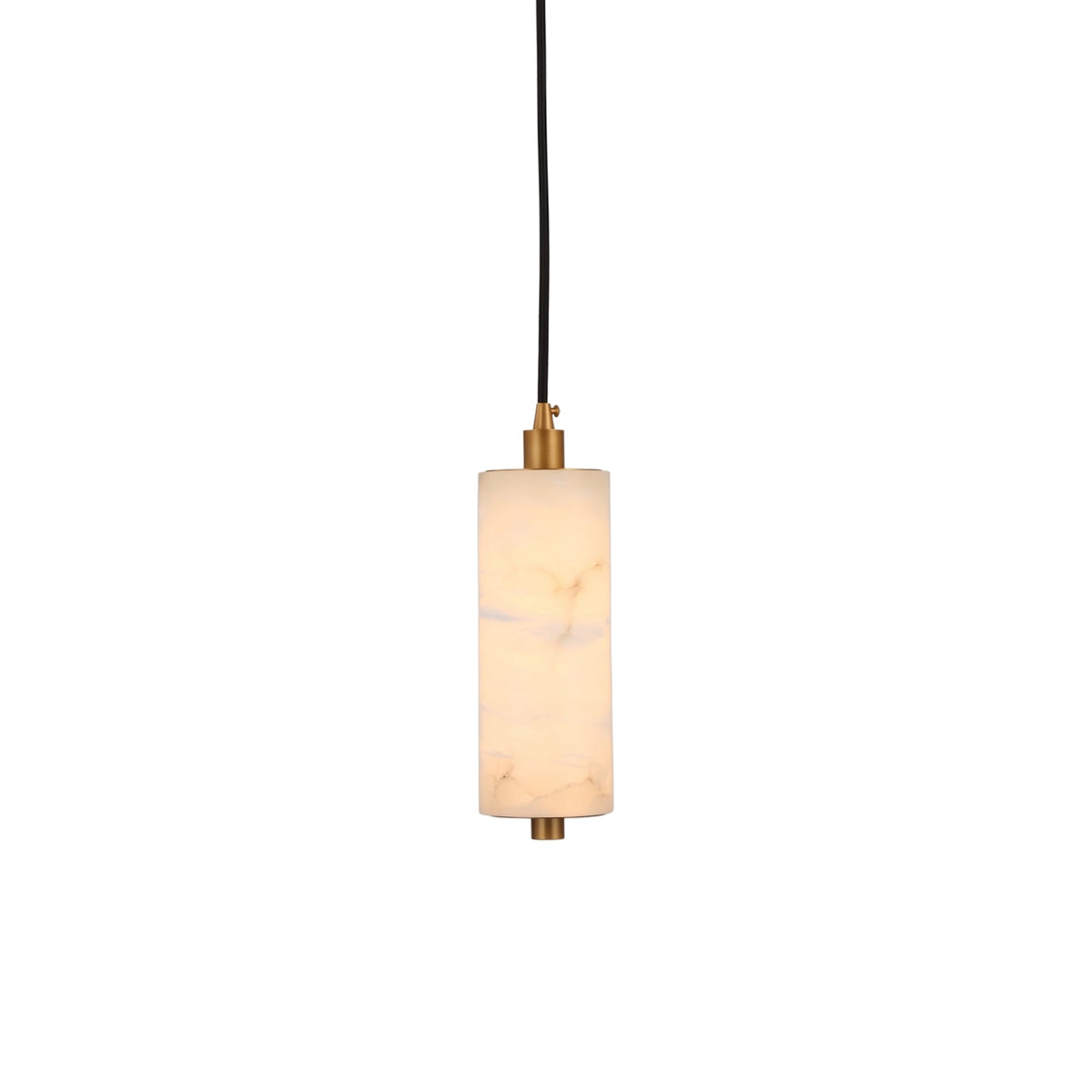 Ardent LED Small Alabaster Column Pendant Light - Brushed Brass