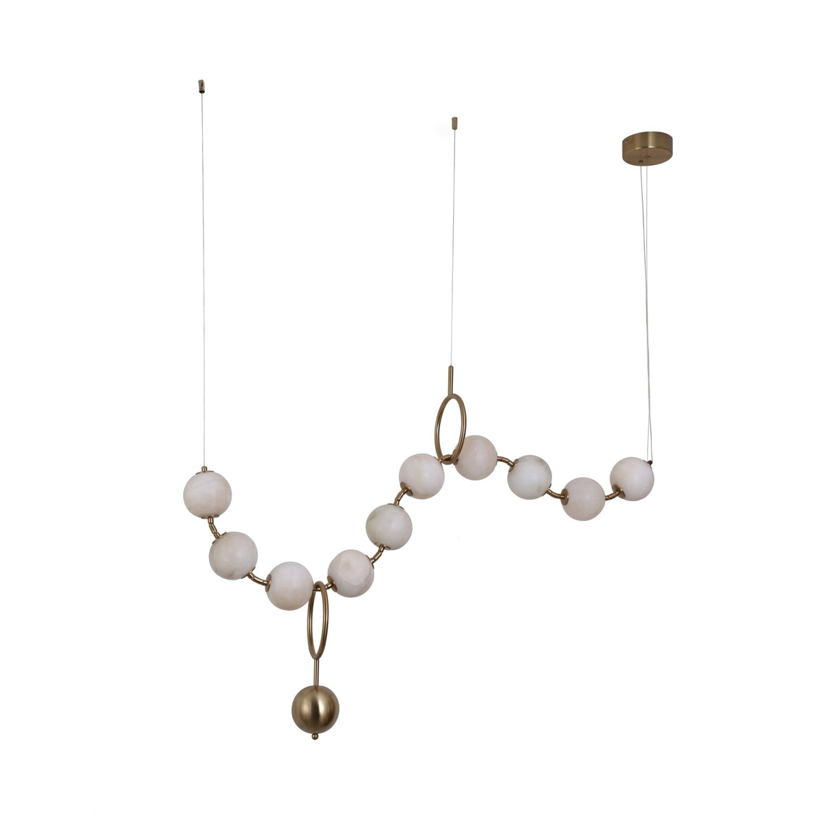 Luxoria 10 Light Alabaster Chandelier - White & Brass
