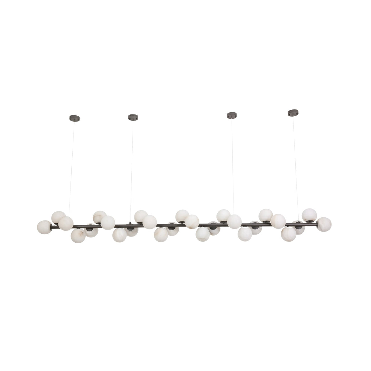 Axis 27 Light Alabaster Linear Chandelier - Matte Black