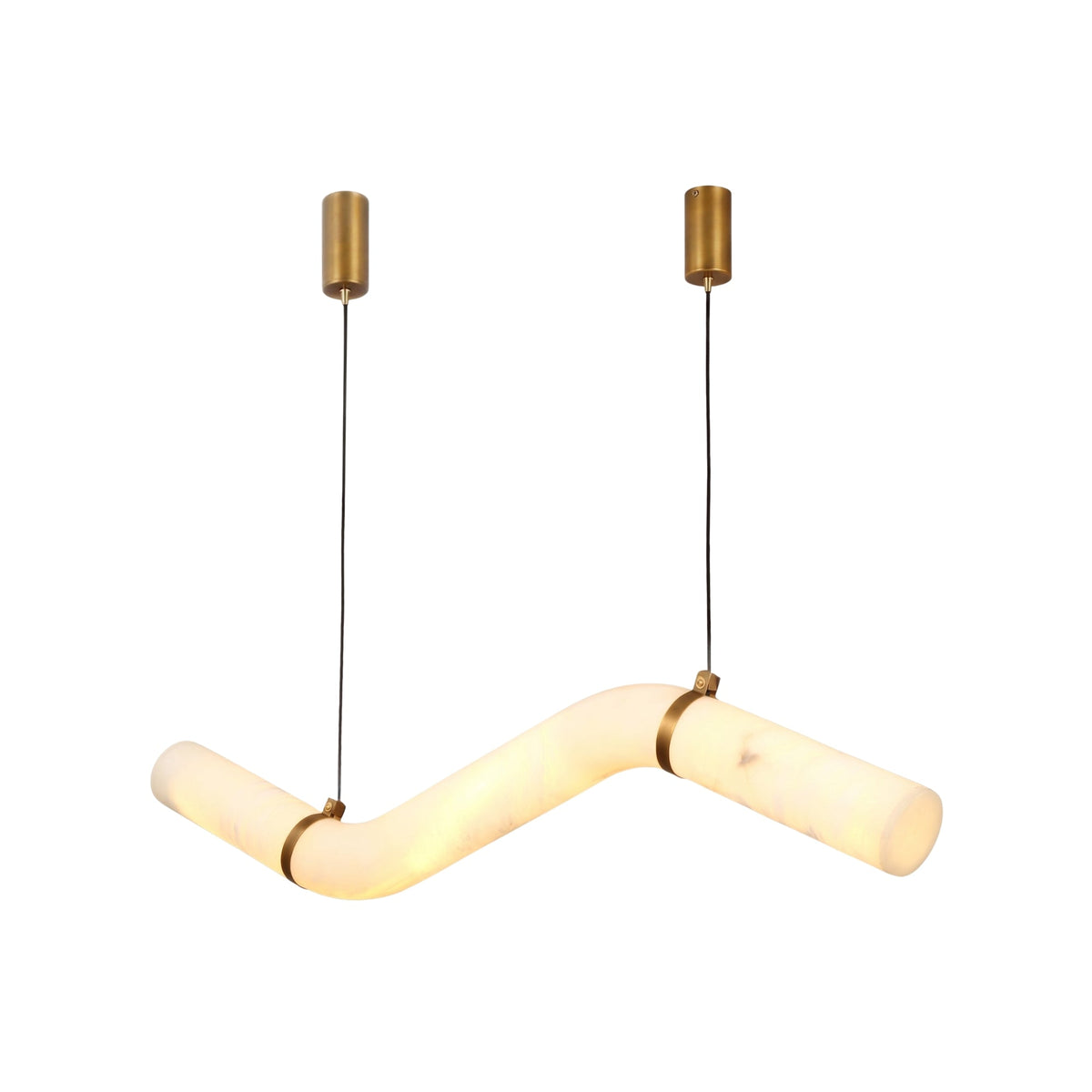 Zareon LED Medium Stepped Alabaster Chandelier - Brushed Brass