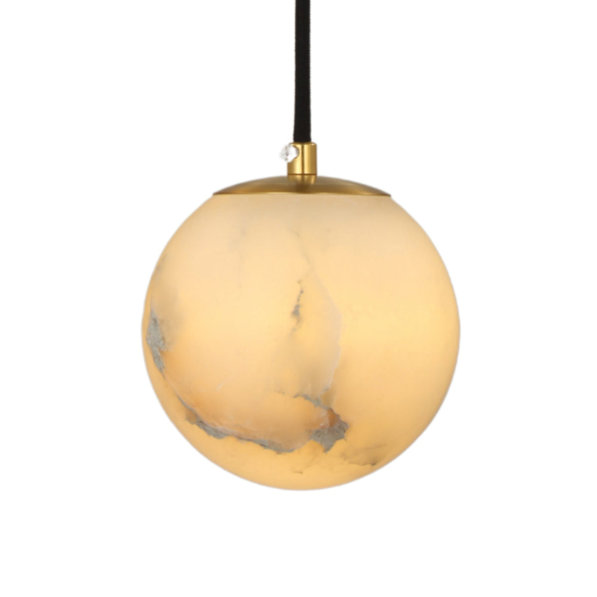 Lyvane Globe Alabaster Pendant Light - Soft White & Brushed Brass