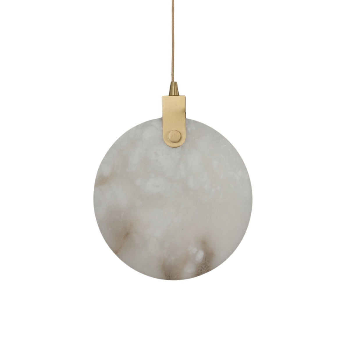 Luna LED Medium 250mm Alabaster Disc Pendant - Brushed Brass