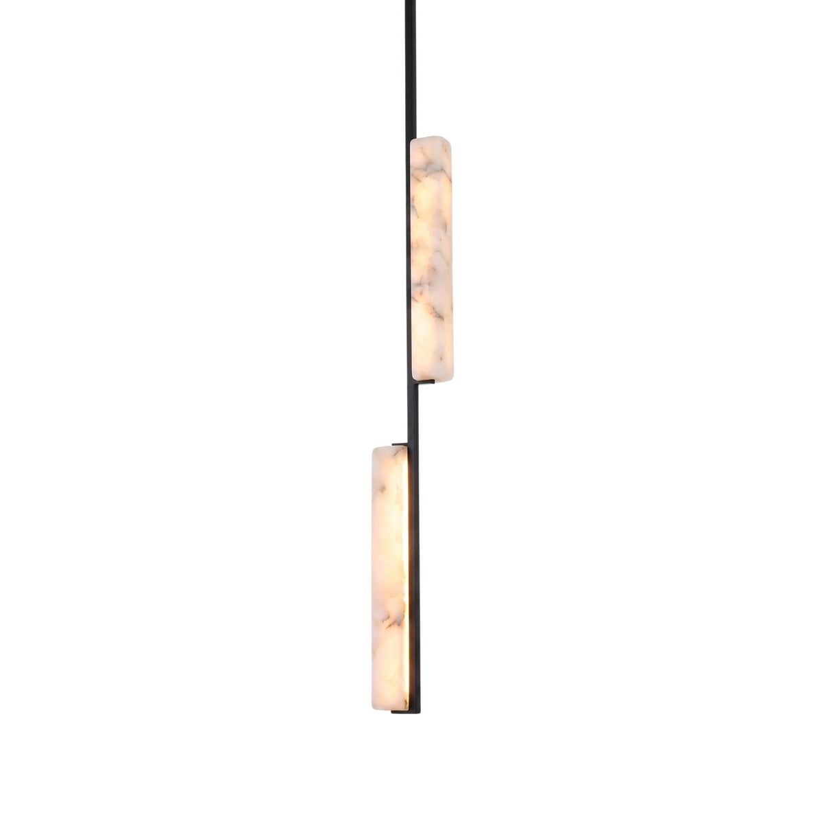 Selvara LED Vertical Duo Alabaster Pendant Light - Matt Black