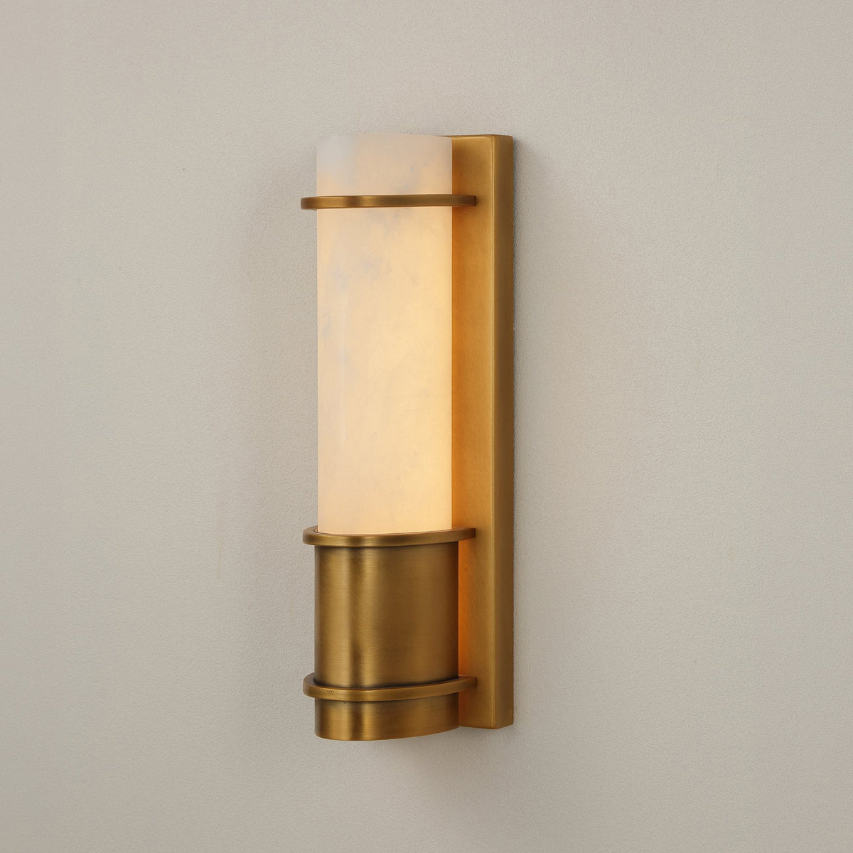 Averna LED Framed Alabaster Wall Light Small - Brushed Brass