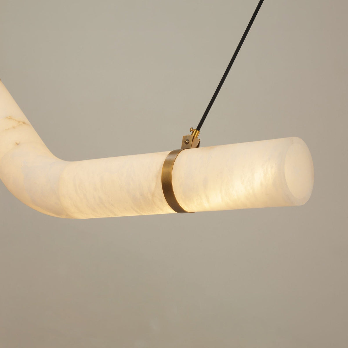 Zareon LED Small Chevron Alabaster Chandelier - Brushed Brass