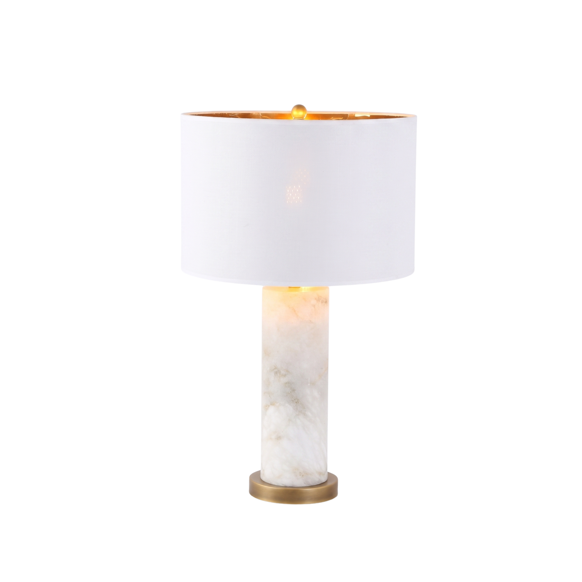 Calix Alabaster Pillar Table Lamp - Brushed Brass & Soft White