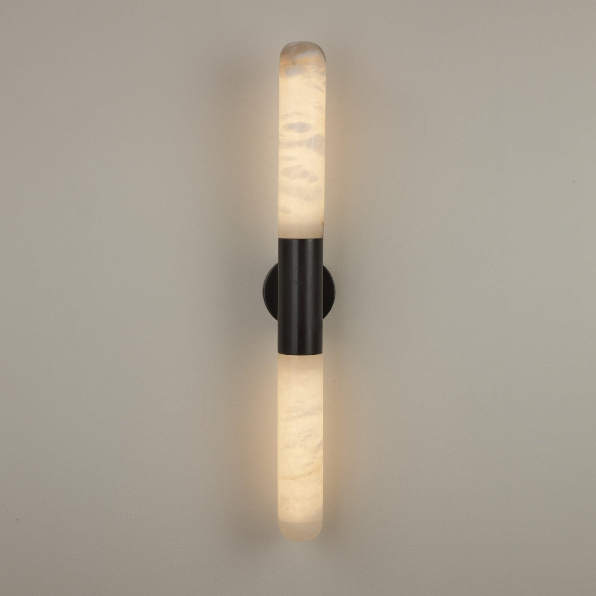Averin LED Alabaster Wall Light - Matte Black