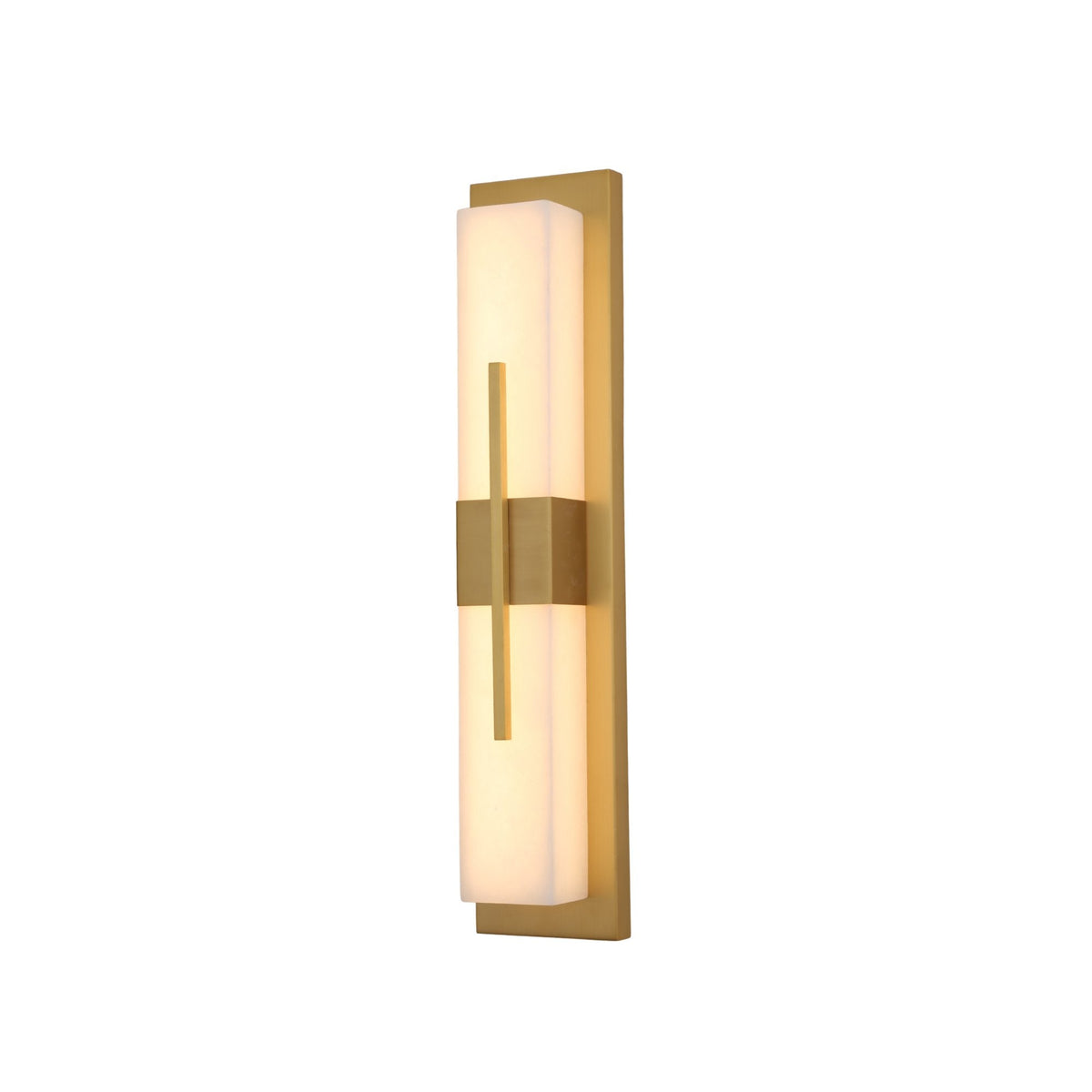 Caldera LED Small Floating Band Alabaster Wall Light - Brushed Brass