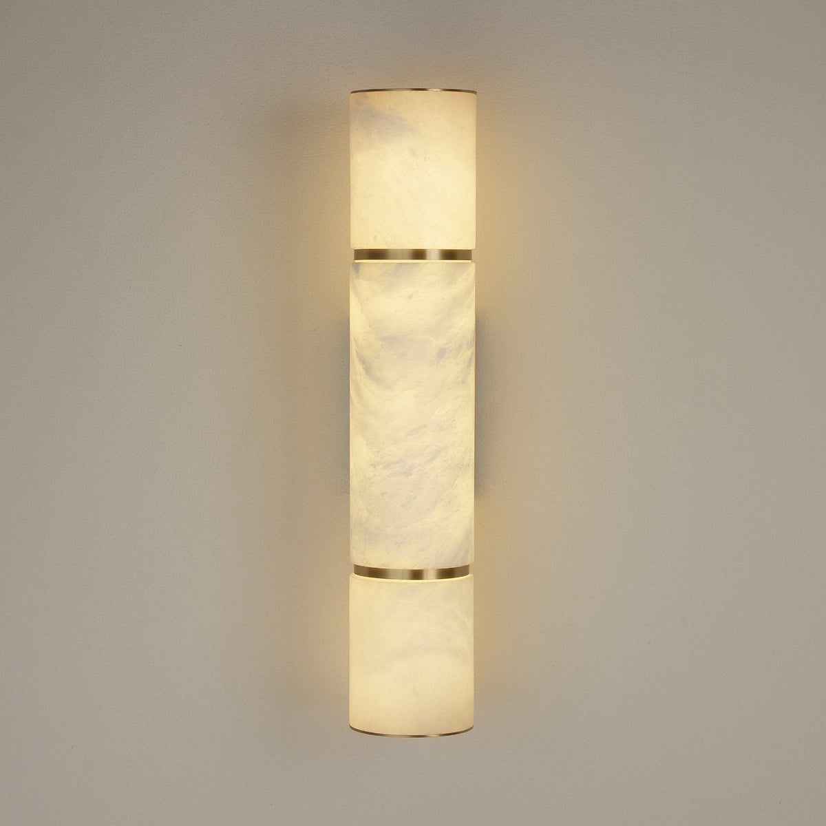 Almora LED Alabaster Cylinder Wall Light Medium - Brass