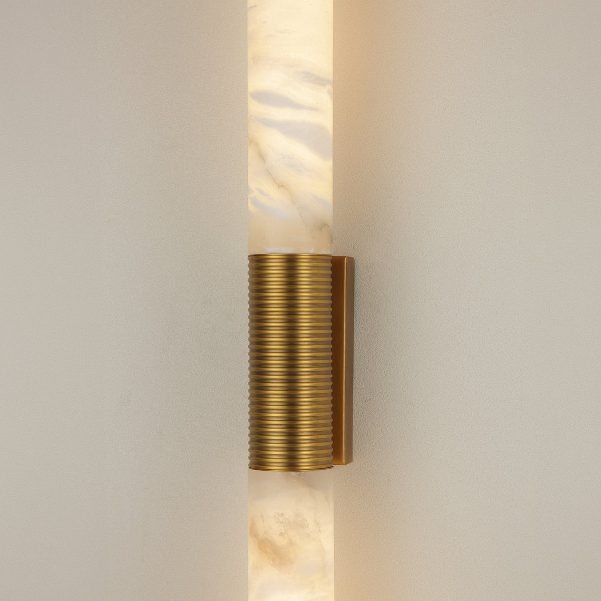 Eryon LED Small Alabaster Wall Light - Brushed Brass